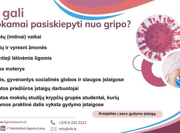 Kviečiame pasiskiepyti nuo gripo